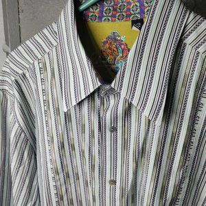 Robert Graham Mens XL Business Dress Shirt Long Sleeve Button Up Reverse Cuff